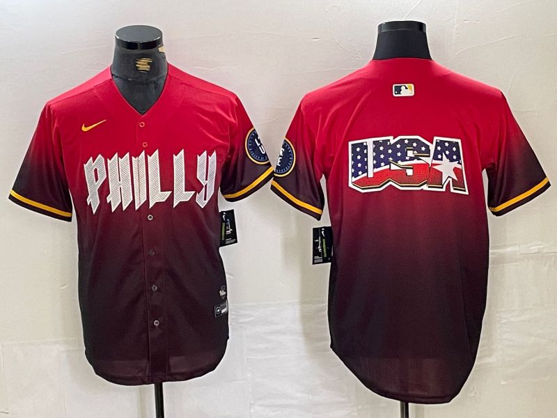 Men Philadelphia Phillies Blank Red City Edition Nike 2024 MLB Jersey style 3